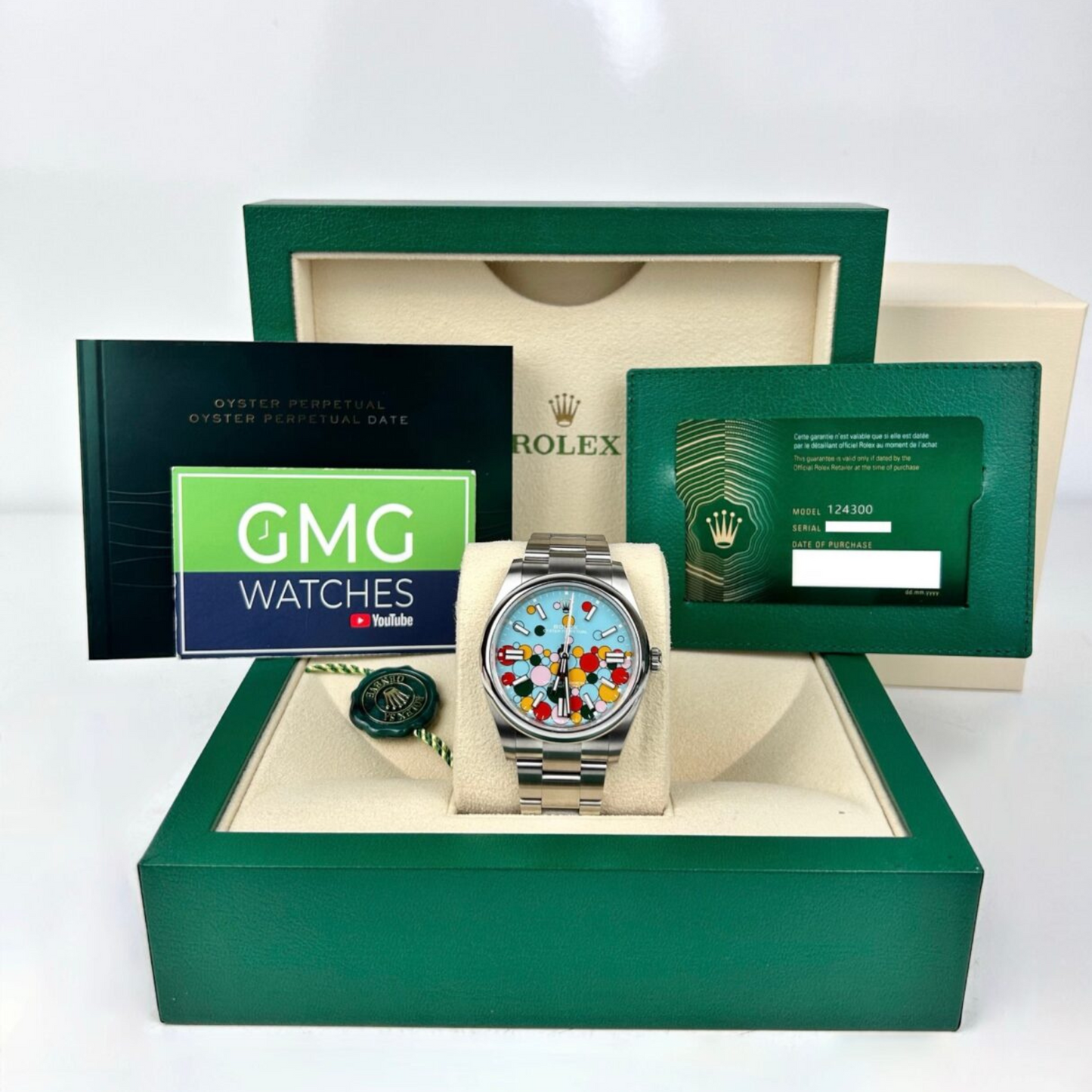 Rolex Oyster Perpetual Blue Celebration Bubble Dial Oyster bracelet