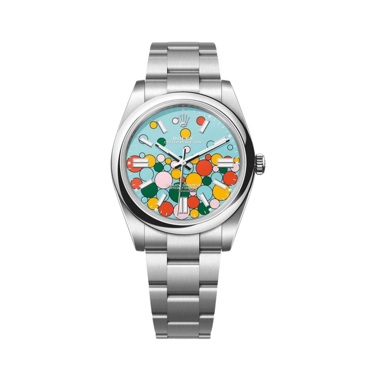 Rolex Oyster Perpetual Blue Celebration Bubble Dial Oyster bracelet