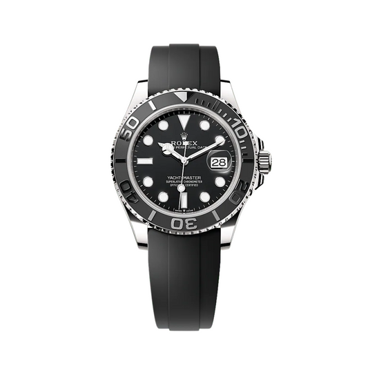 Rolex Yacht-Master White Gold Black Bezel & OysterFlex Rubber Strap