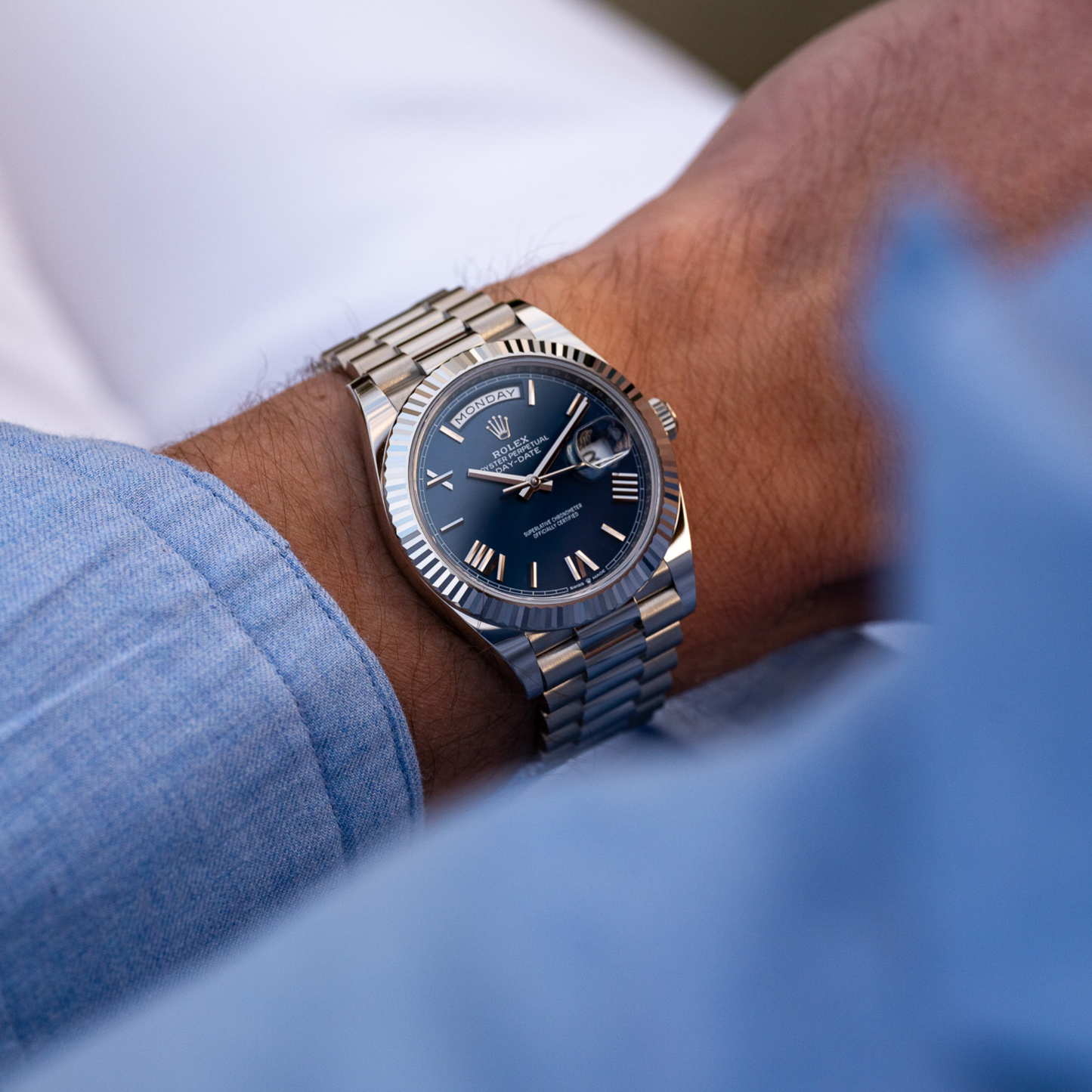 Rolex Day-Date - Blue Roman Dial - Full Set