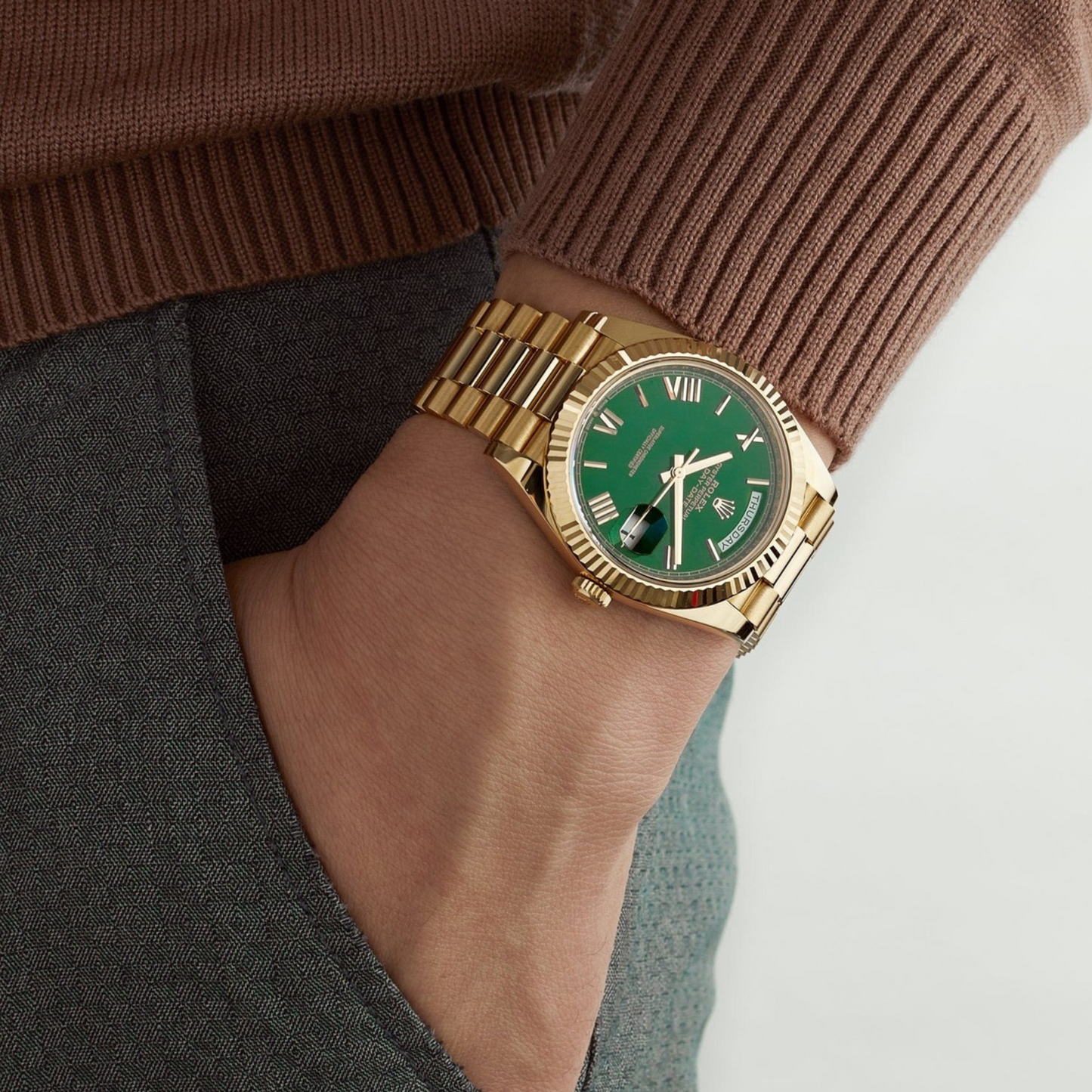 Rolex Day-Date 40 228238 (Green Roman Numeral Dial)