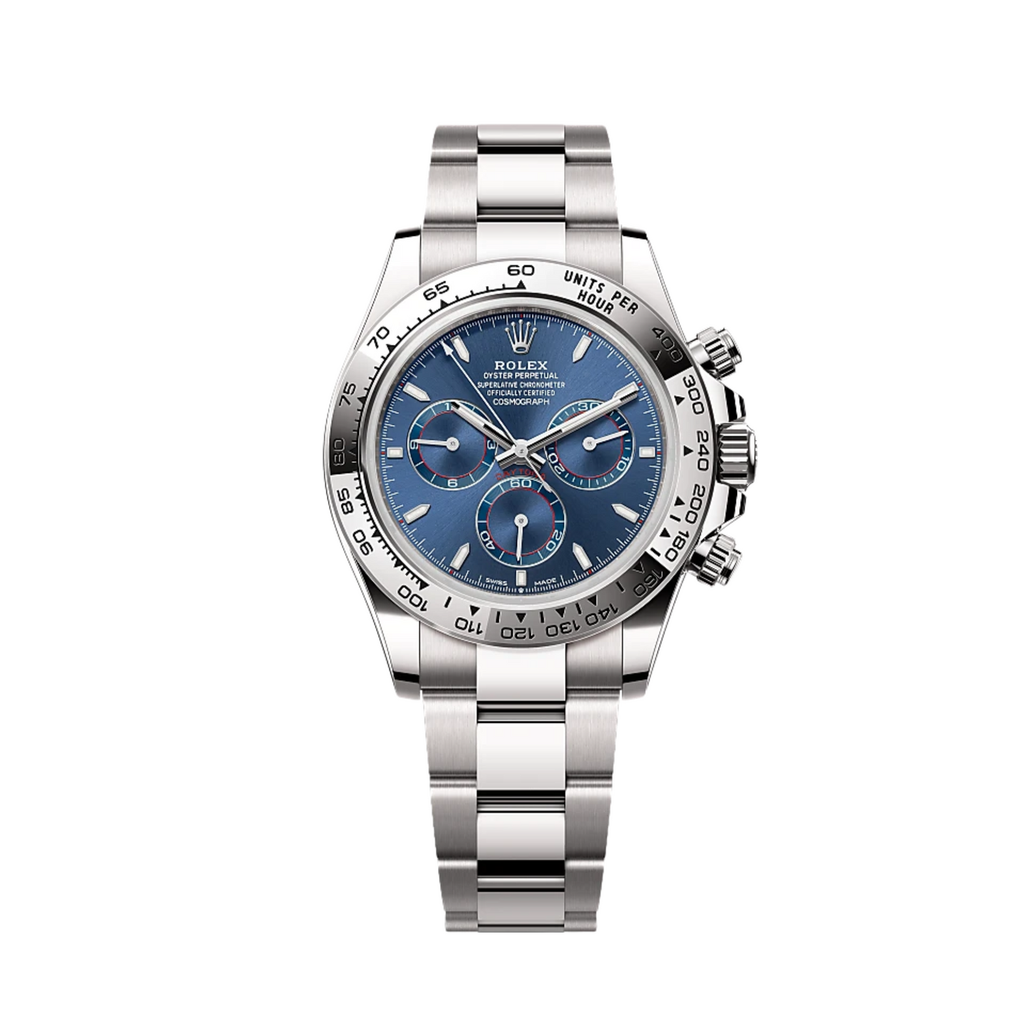 Rolex Daytona –  White Gold Blue Baton Dial –