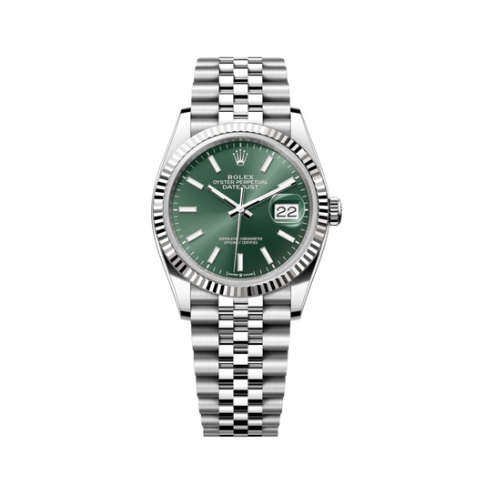 Rolex Datejust Fluted Bezel Jubilee Bracelet Green Dial –
