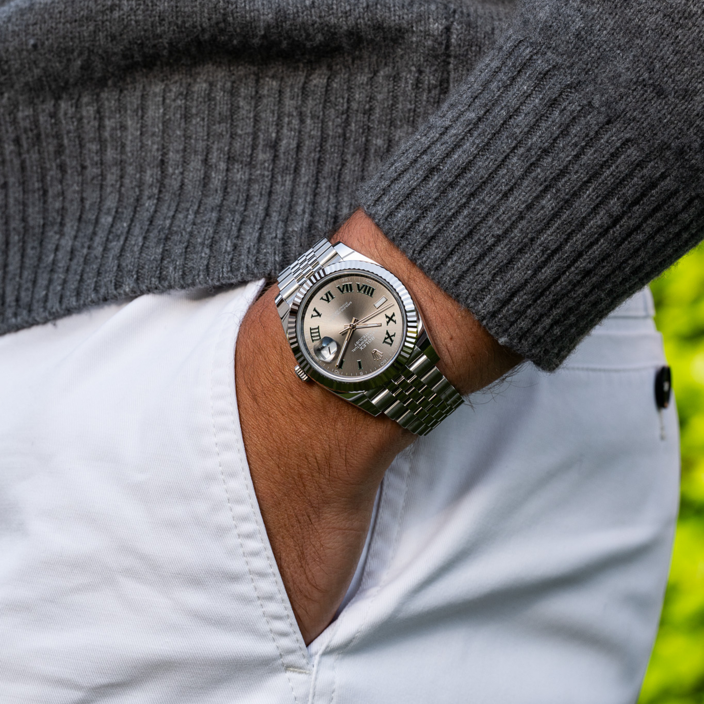 Rolex Datejust Wimbledon Dial Fluted Bezel Jubilee Bracelet