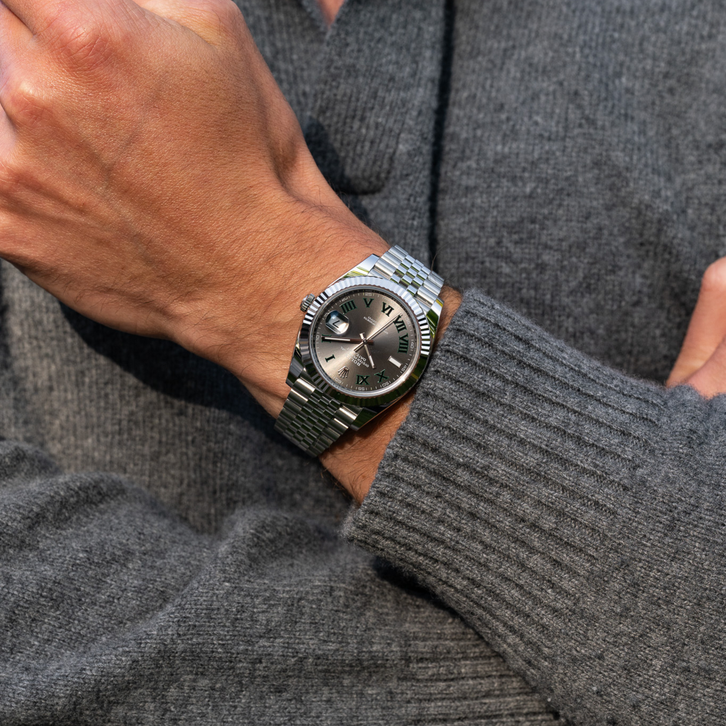 Rolex Datejust Wimbledon Dial Fluted Bezel Jubilee Bracelet