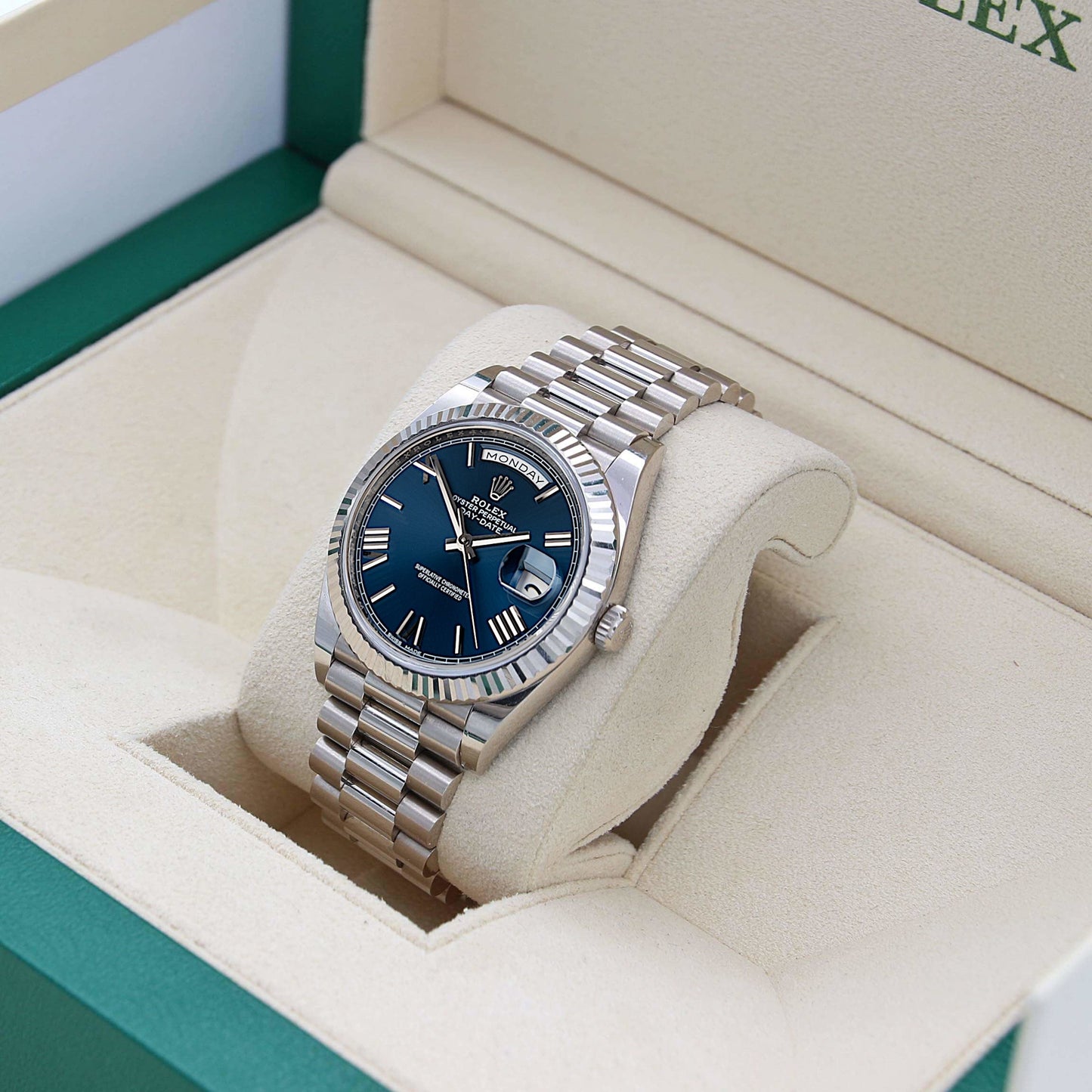 Rolex Day-Date - Blue Roman Dial - Full Set