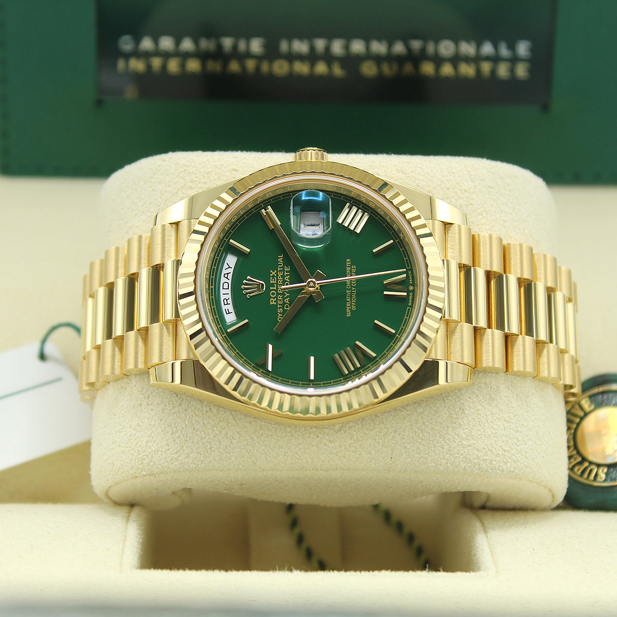 Rolex Day-Date 40 228238 (Green Roman Numeral Dial)