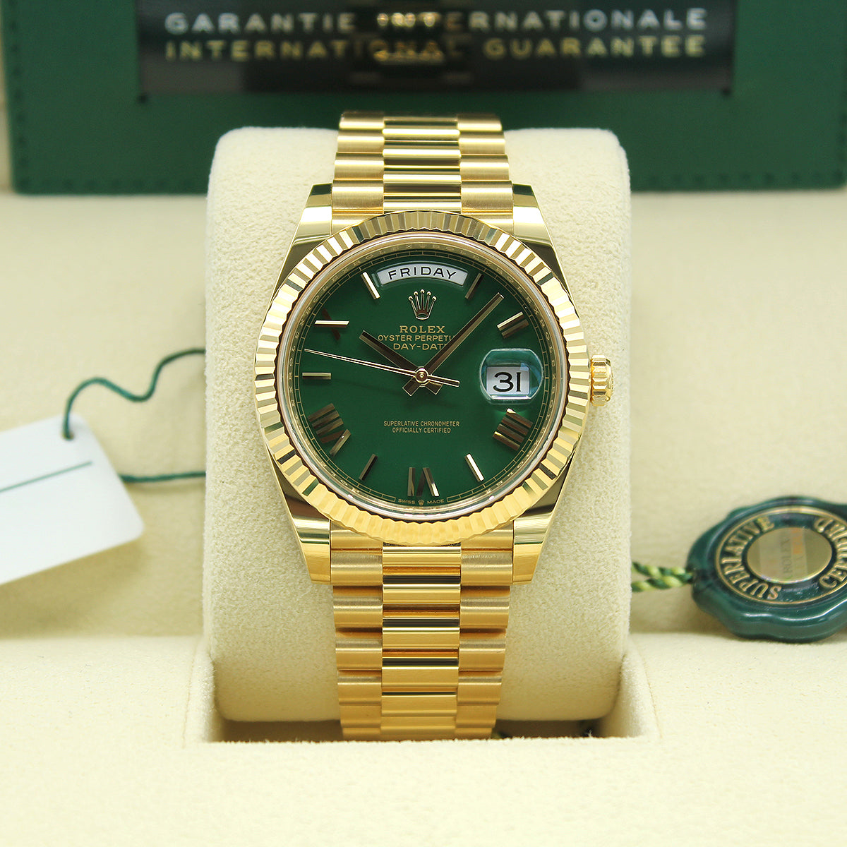 Rolex Day-Date 40 228238 (Green Roman Numeral Dial)