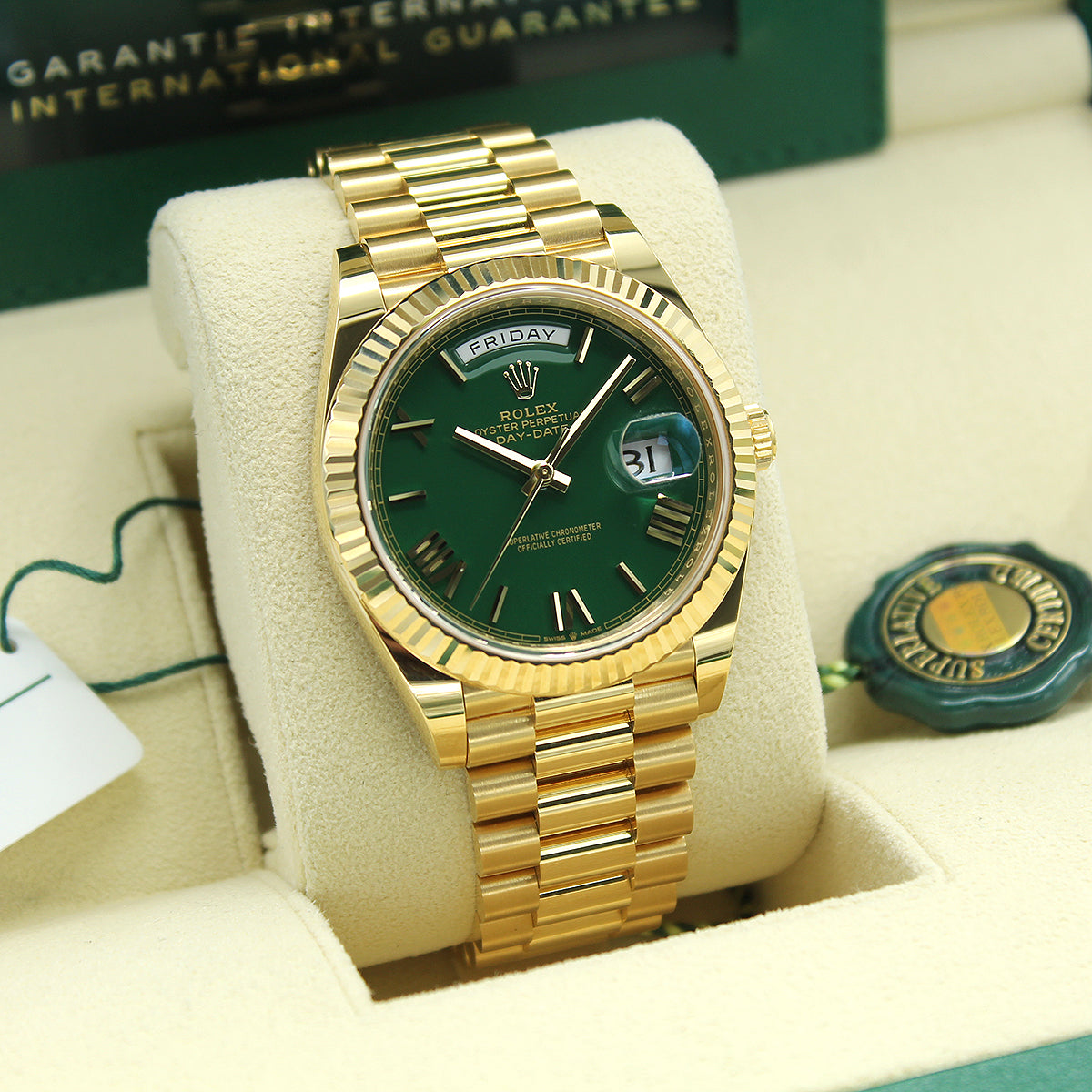 Rolex Day-Date 40 228238 (Green Roman Numeral Dial)